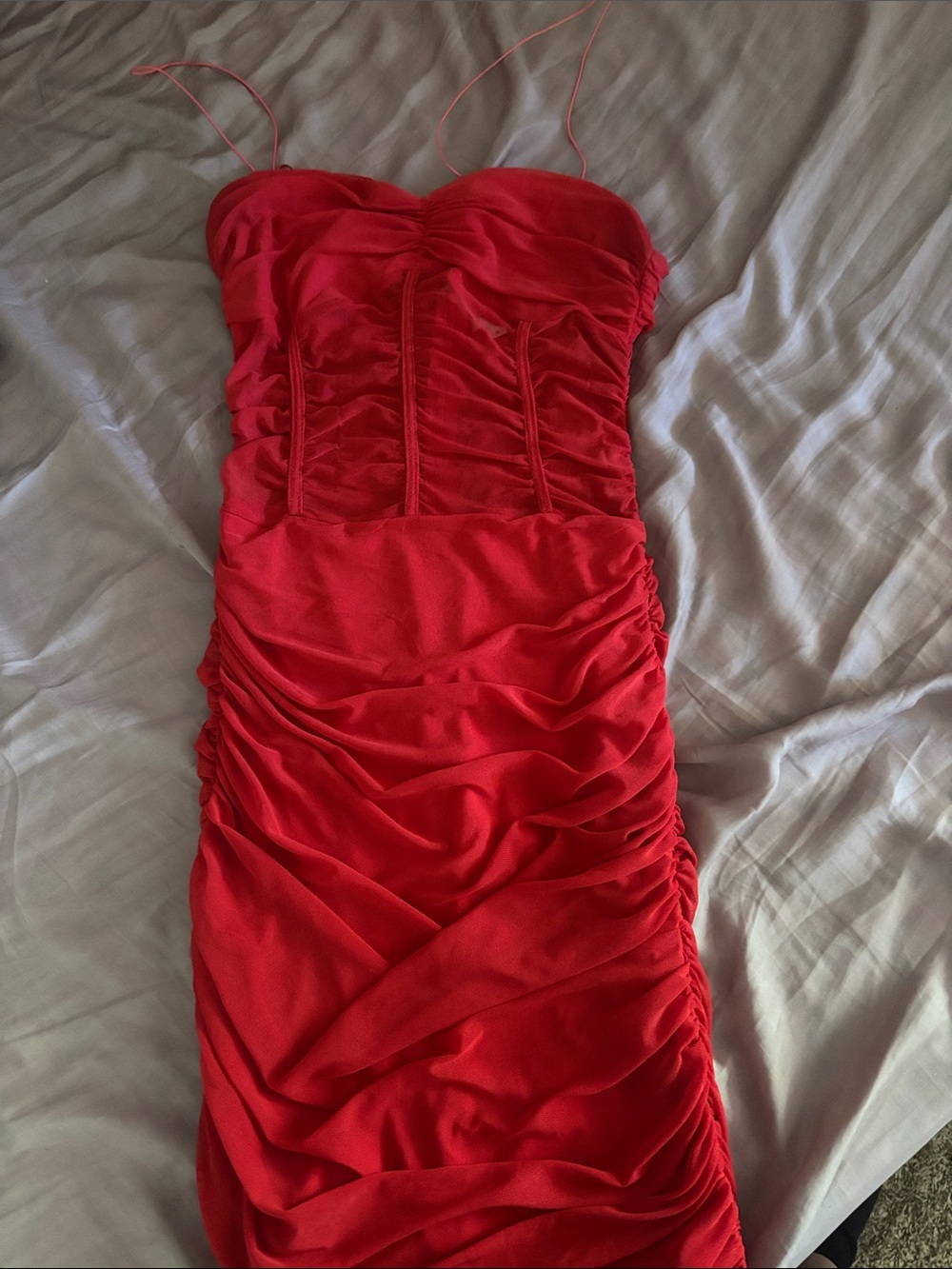 superdown Red Ruched Bodycon Slip Dress